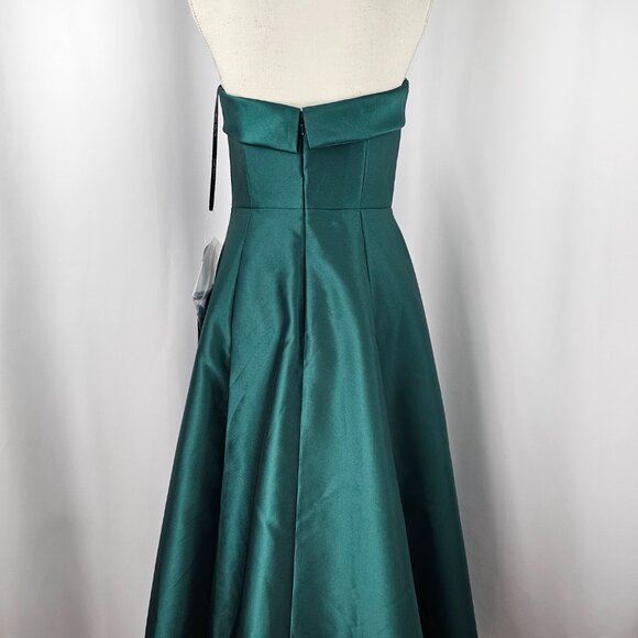 Alfred Sung Women's Green Strapless Satin Formal Gown With Pockets Size 6R NWT - Picture 9 of 15